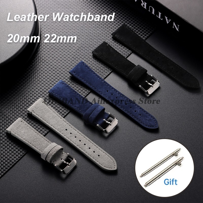 Suede Strap Watch - 20/22mm Suede Genuine Leather Watchband for
