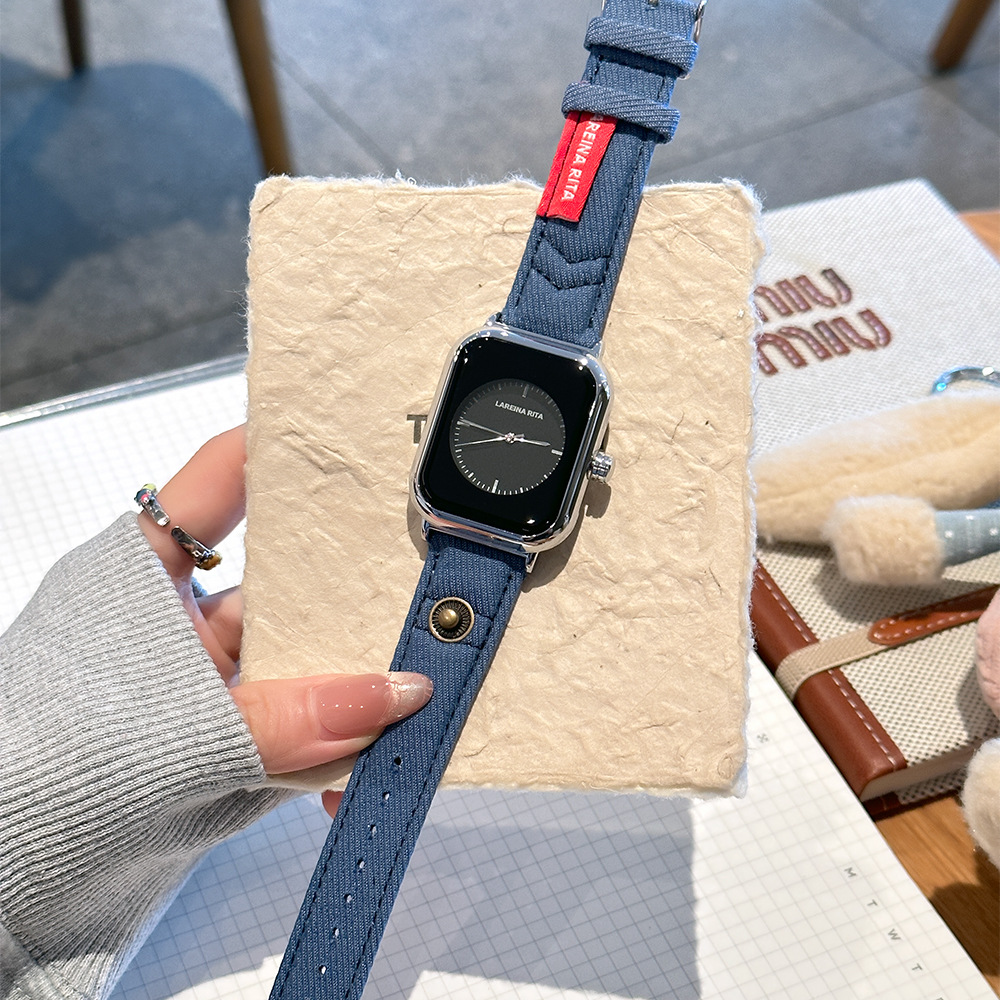 New Stylish Square Watch With  - Canvas Strap Watch 评论和价格