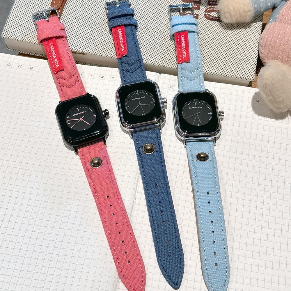New Stylish Square Watch With  - Canvas Strap Watch 评论和价格