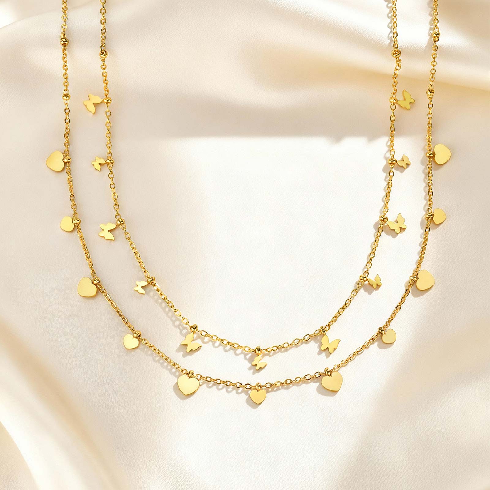Dainty Heart Butterfly Necklac - Butterfly Clasp Deployant 评论和价格