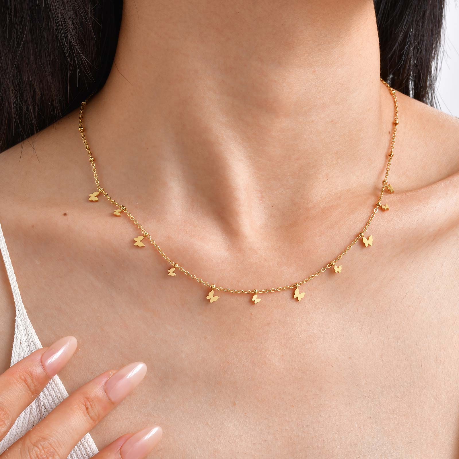 Dainty Heart Butterfly Necklac - Butterfly Clasp Deployant 评论和价格