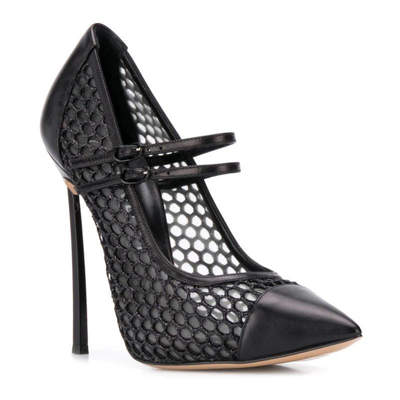 Sexy Mesh Patchwork Pointed To - Mesh Strap Metal 评论和价格