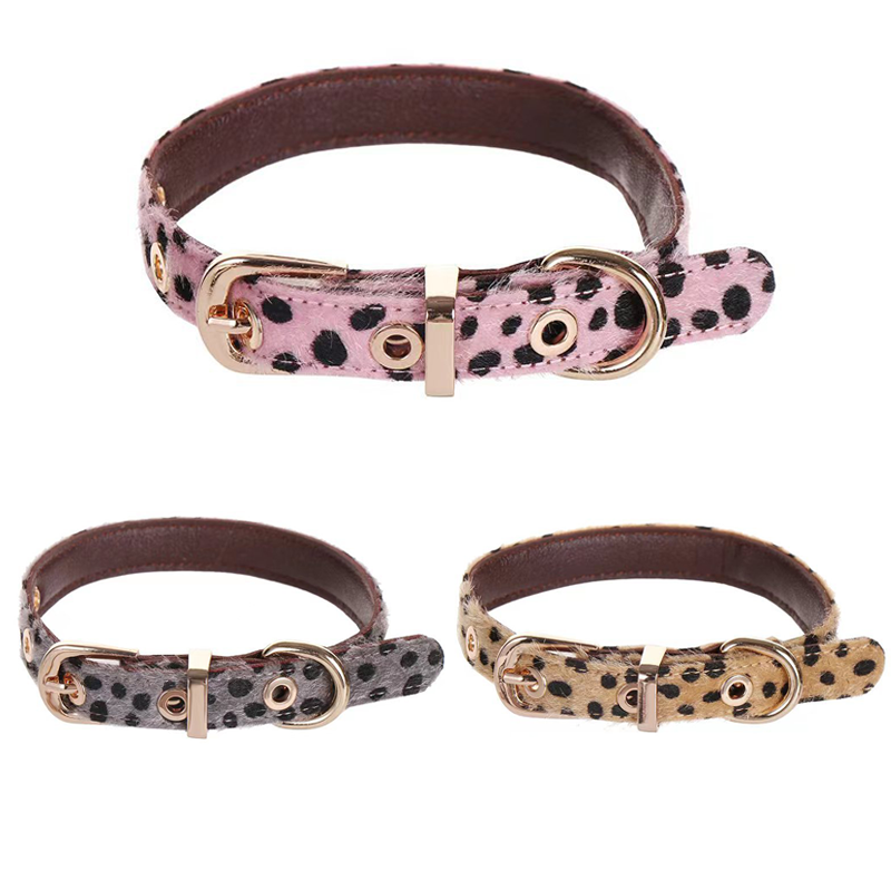 Leopard Pattern Small Dog Coll - Leather Strap Quick Release 评论和价格
