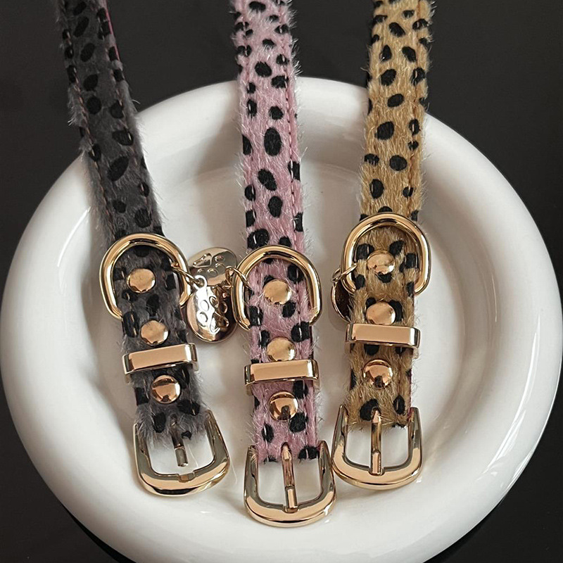 Leopard Pattern Small Dog Coll - Leather Strap Quick Release 评论和价格