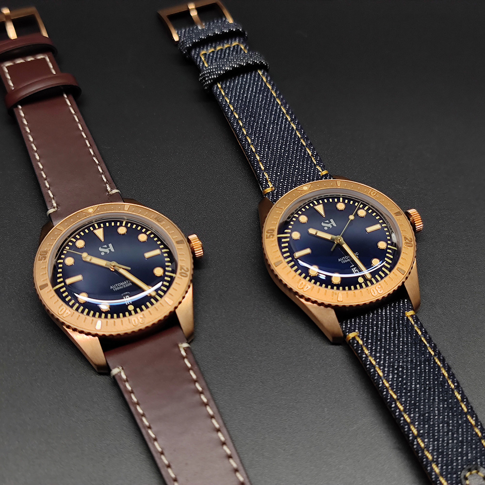 42mm Bronze Mens Watch Mechani - Canvas Strap Watch 评论和价格