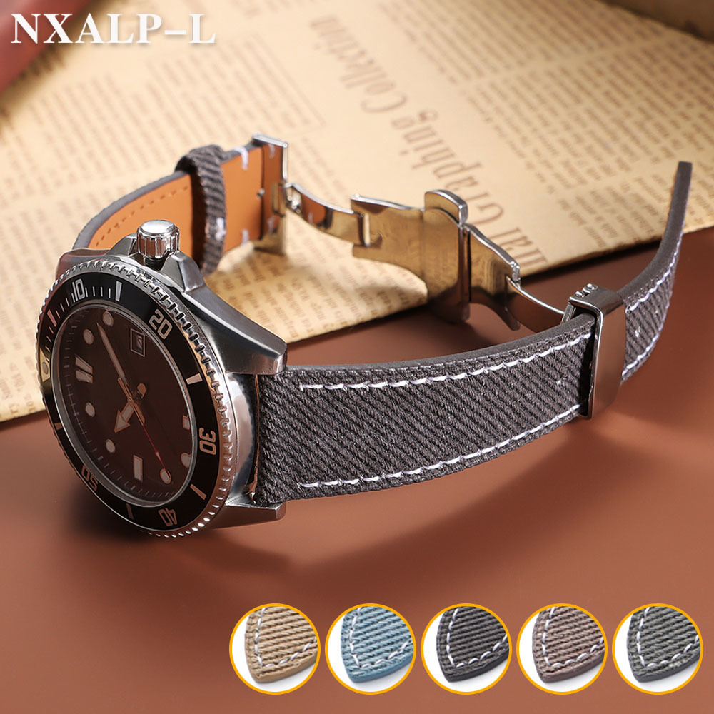 Denim Sailcloth Watchbands Lea - Suede Strap Watch 评论和价格