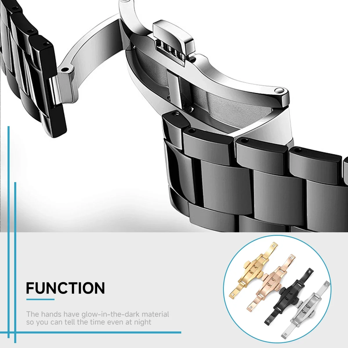 Polished Stainless Steel Buckl - Butterfly Clasp Deployant 评论和价格