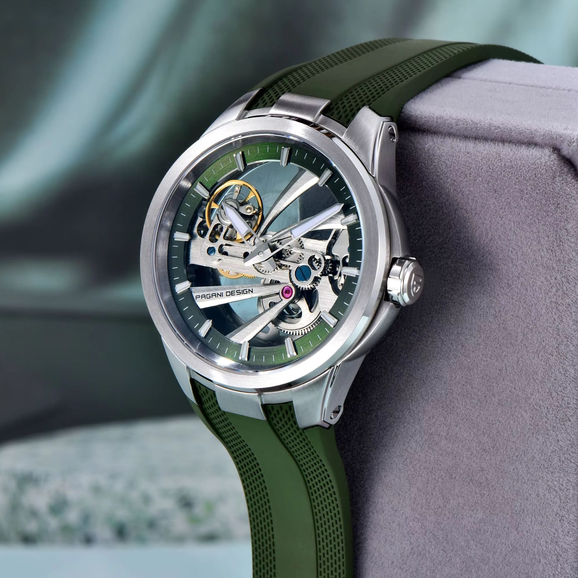 Green Skeleton PAGANI DESIGN P - Rubber Strap Diver 评论和价格