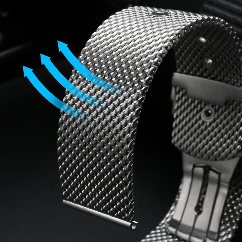 20mm 22mm solid Stainless Stee - Mesh Strap Metal 评论和价格