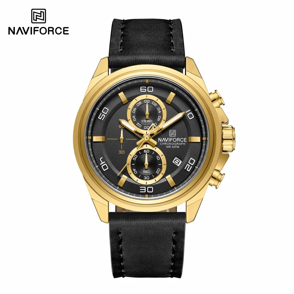 NAVIFORCE  Hands Wristwatches  - Leather Watch Band Men 评论和价格