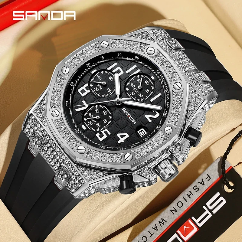 SANDA 7026 Men's Quartz Watch  - Rubber Strap Diver 评论和价格