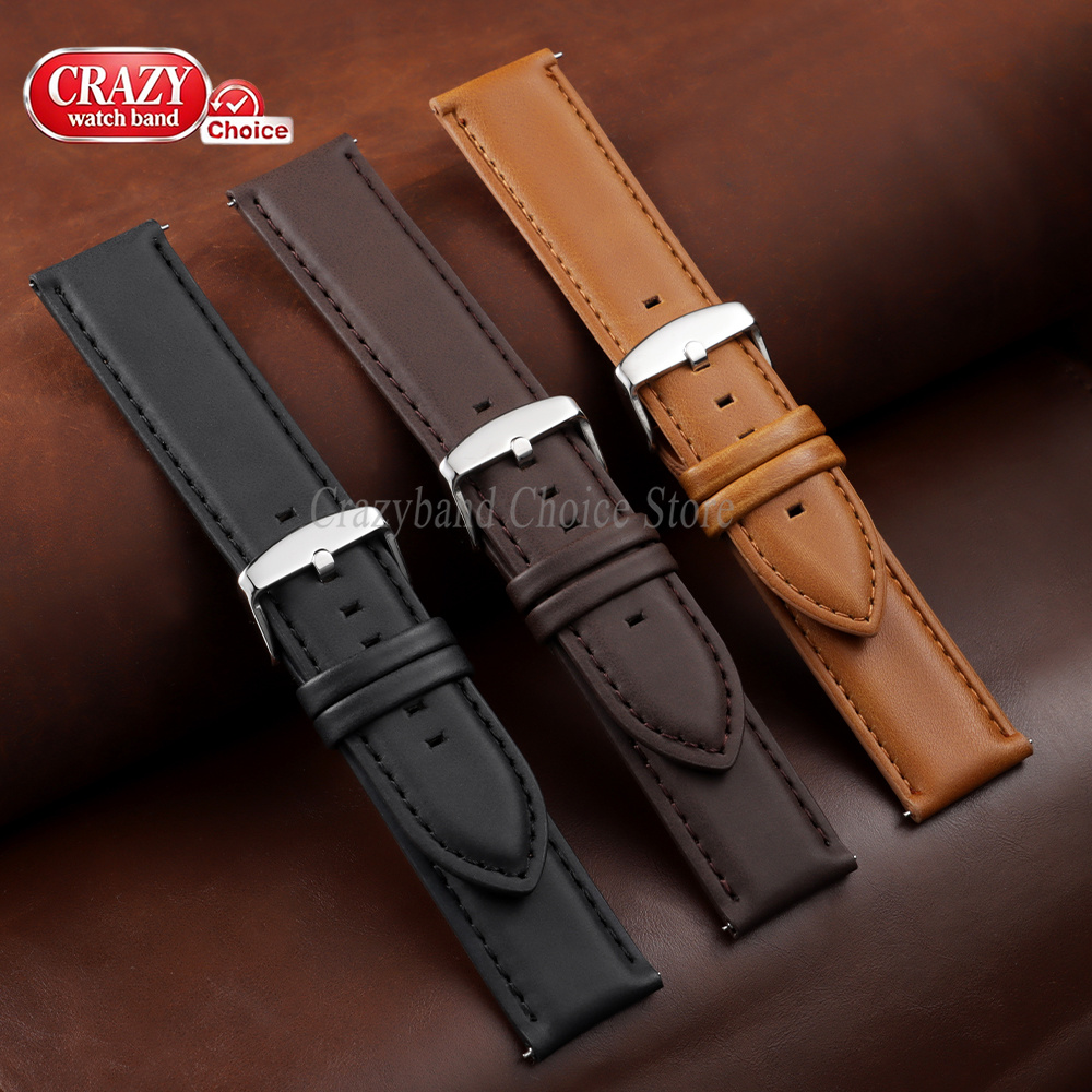 Oil Wax Cowhide Watch Band 18m - Leather Strap Quick Release 评论和价格