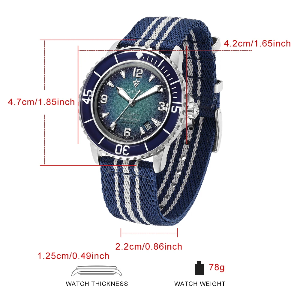 CADISEN Deep Explorer MIYOTA 8 - Canvas Strap Watch 评论和价格