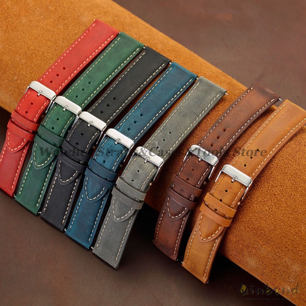 Vintage Cowhide Leather Watch  - Leather Strap Quick Release 评论和价格