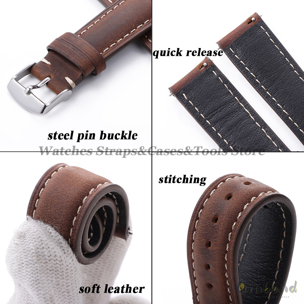 Vintage Cowhide Leather Watch  - Leather Strap Quick Release 评论和价格