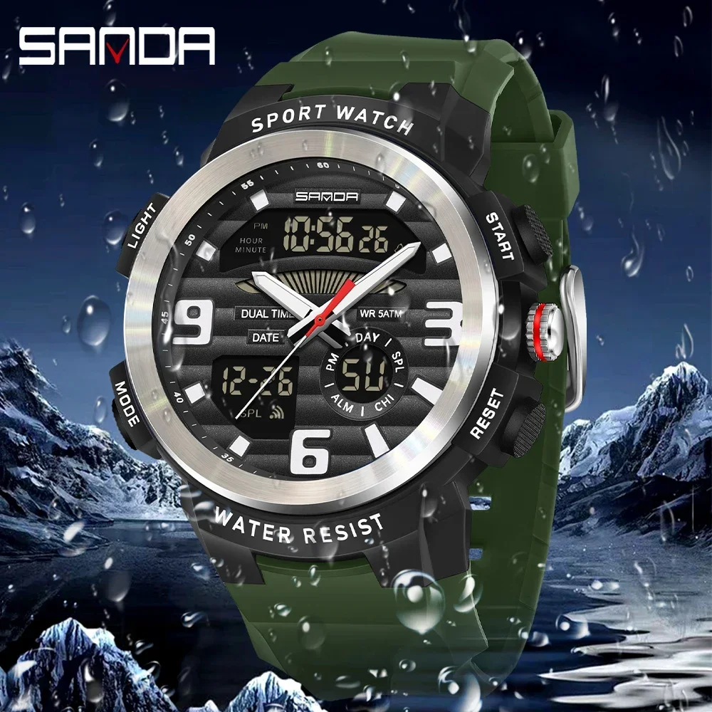 SANDA Multifunction Men Watch  - Rubber Strap Diver 评论和价格