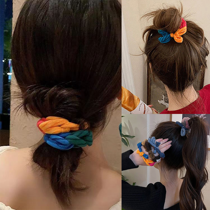 Colorful Hand-Woven Hair Rope  - Silicone Band Women 评论和价格