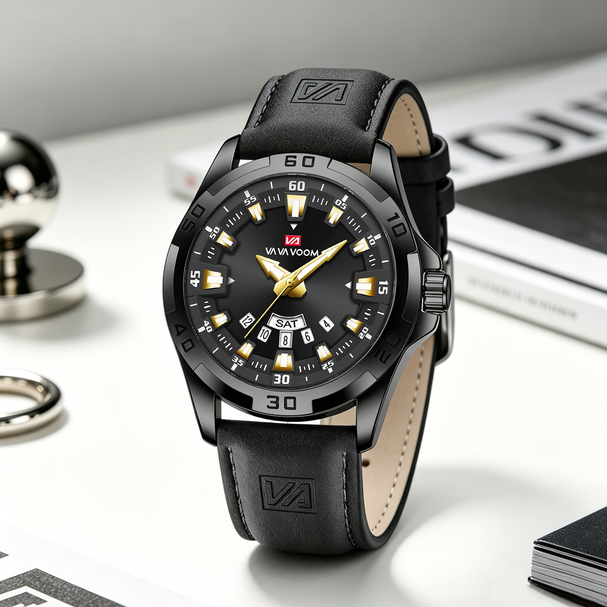 Men Watch Black Leather Strap  - Leather Watch Band Men 评论和价格